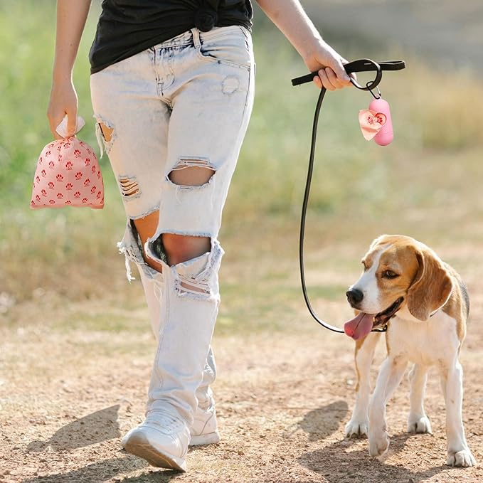 Dog Poop Bags Rolls 300 Count Biodegradable Poop Bags Refills for Dog and Cat Cherry Blossom Scented Waste Bag Leak Proof Doggie Poop Bag Doggy Trash Bag Pink