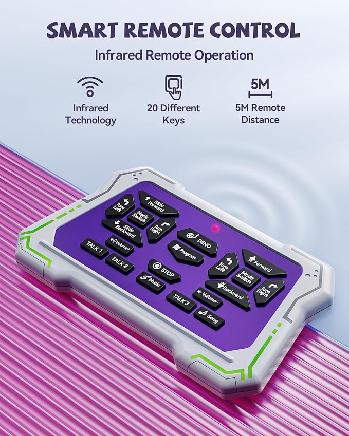 Ruko 6088 Dancing Robot for Girls with APP Control, Remote Control, Gesture Sensing Control, Interactive LED Faces, QA Games Rechargeable Programmable Robot Toys for 3 4 5 6 Years Kids, Pink Purple