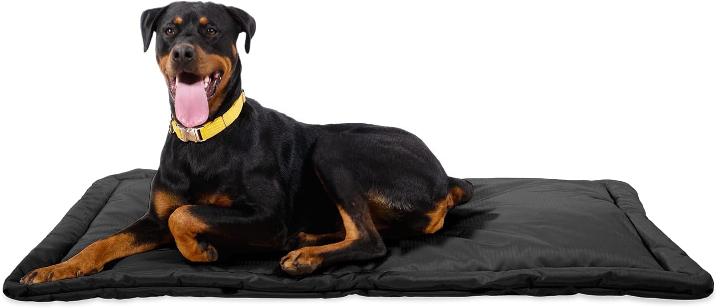 K9 Ballistics Tough Ripstop Dog Crate Pad - Durable & Machine Washable with Non-Skid Bottom and 120-Day Warranty, Fits 48" Wire Crates - 47"x29" Obsidian Black