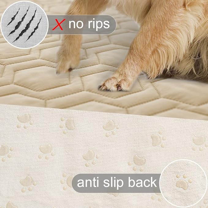 Waterproof and Non-Slip Dog Bed Cover and Pet Blanket Sofa Pet Bed Mat ，car Incontinence Mattress Protectors Furniture Couch Cover for Most Cats Dogs,Pets（52x82-Beige）