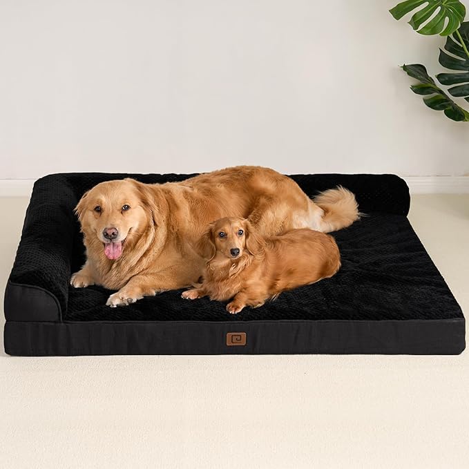 EHEYCIGA Memory Foam Dog Bed XXL, Giant Dog Bed Orthopedic with Washable Removable Cover, Waterproof Pet Bed Couch for Jumbo Dogs, 48x36x7 Inches, Black