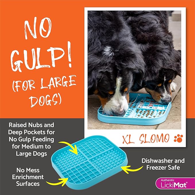 LickiMat Slomo XL - Extra Large Slow Feeder Suitable for Dry, Wet, Raw Foods, All Treats and Doggy Ice Cream. Best for Medium to Massive Breeds. Durable Design with Non-Slip Base. (Pink)
