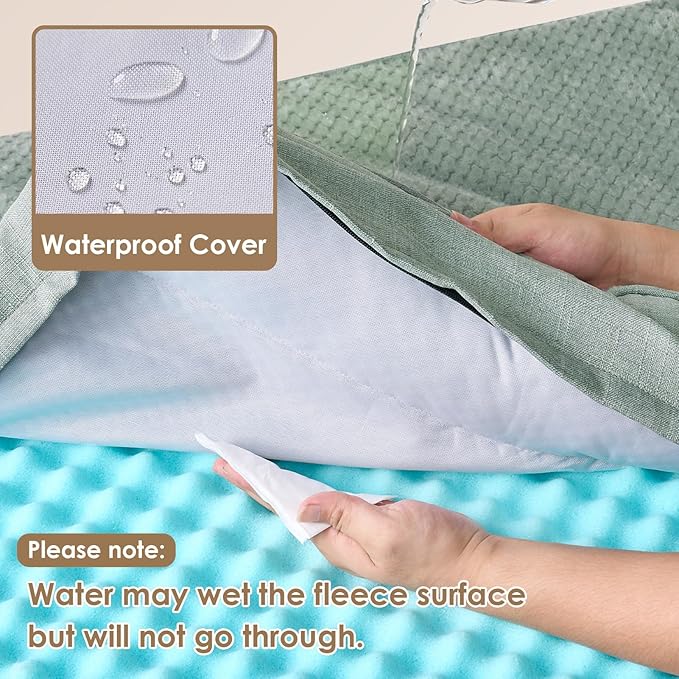 EHEYCIGA Memory Foam Dog Bed XLarge Sized Dogs, Extra Large Dog Bed Orthopedic with Washable Removable Cover, Waterproof XL Pet Bed Couch for Crate, 41x27x6 Inches, Greyish Green