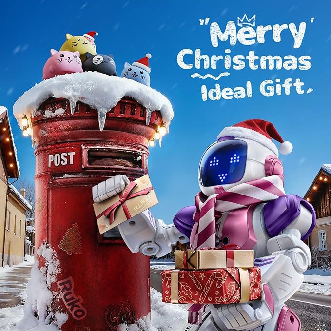 Ruko 6088 Dancing Robot for Girls with APP Control, Remote Control, Gesture Sensing Control, Interactive LED Faces, QA Games Rechargeable Programmable Robot Toys for 3 4 5 6 Years Kids, Pink Purple